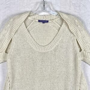 Vivienne Tam Crochet V Neck Knit Pullover Sweater Women XS Ivory Modern Boho
